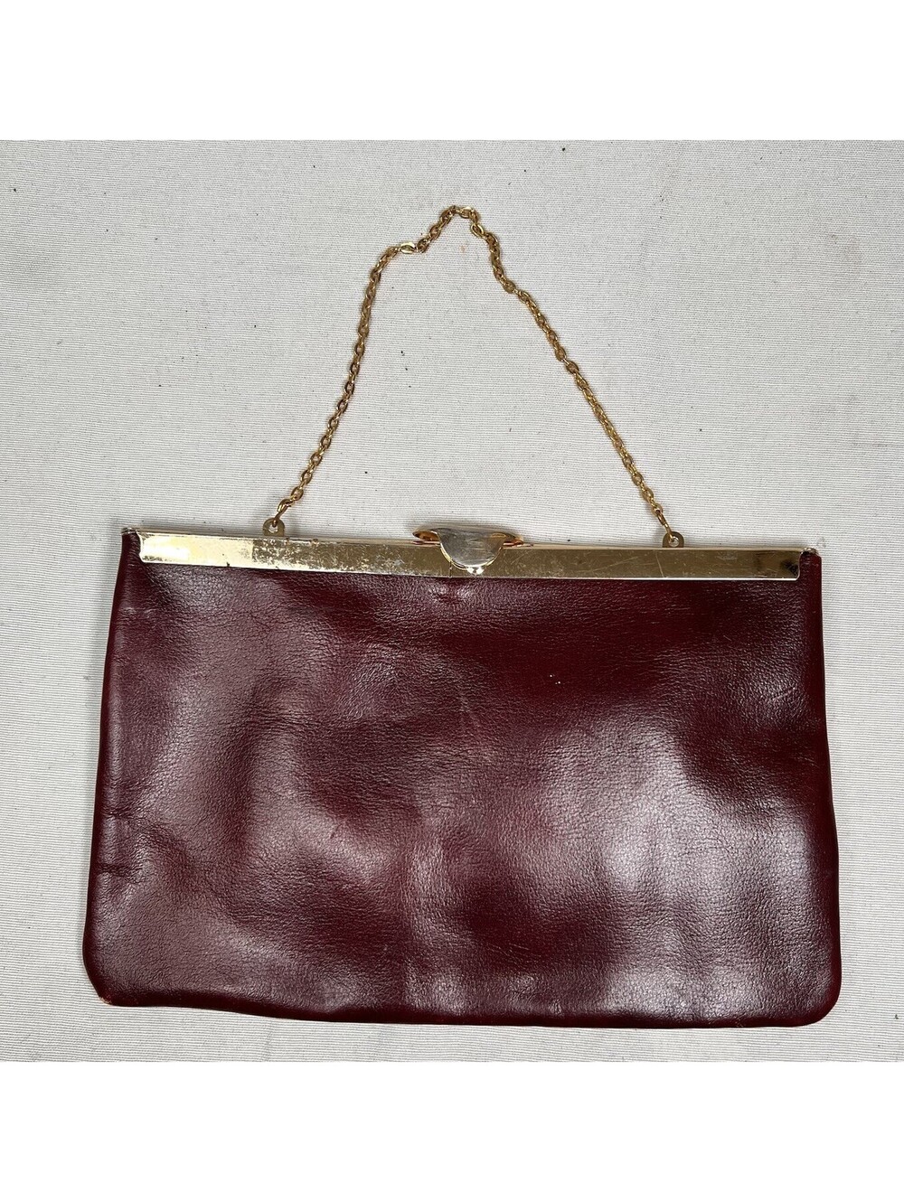 Vintage 1960’s ETNA Genuine Leather Maroon Clutch Purse 9" X 6"